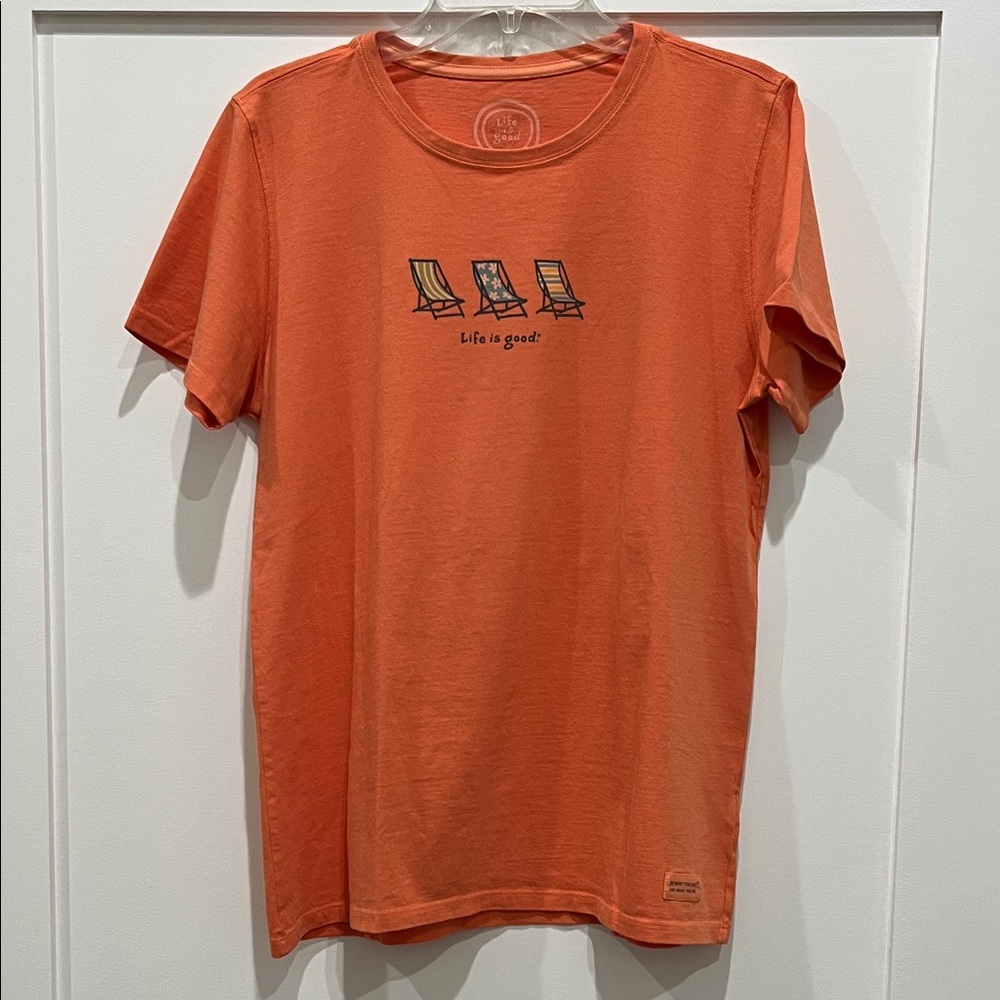 Life Is Good Women’s Sunset Orange Tee Size L